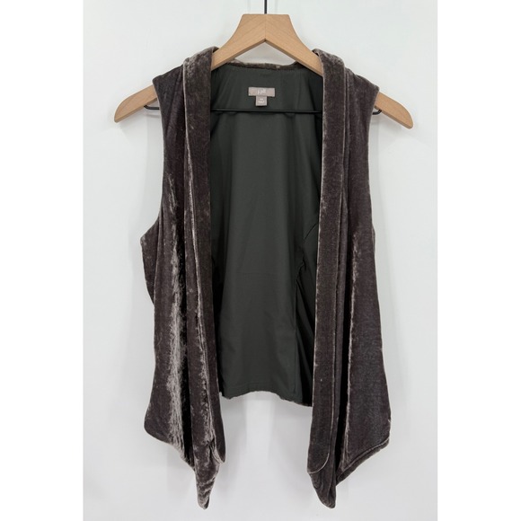 J Jill Vest Womens XS Gray Silver Velvet Draped Open Front Silk Blend Holiday - Picture 1 of 8
